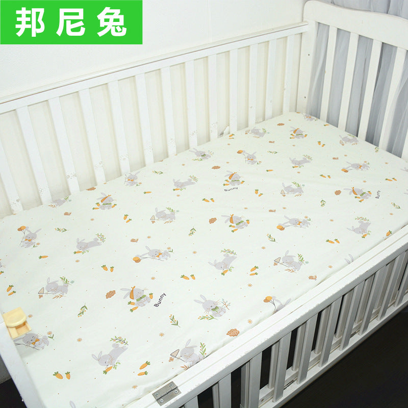 Foreign trade pure cotton crib bed sheet baby maternal and infant products ins children cartoon bed cover wholesale