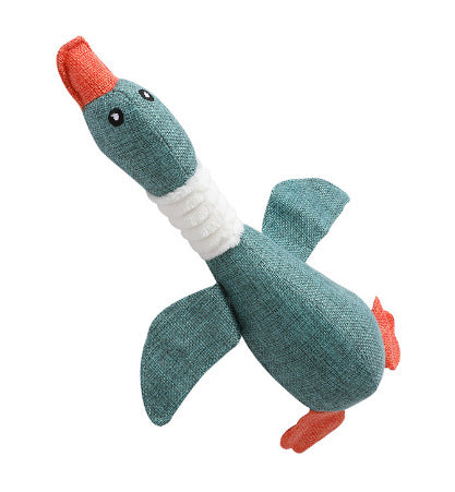Pet plush sounding toy denim linen wild goose cats and dogs universal simulation cute bite resistant manufacturers wholesale
