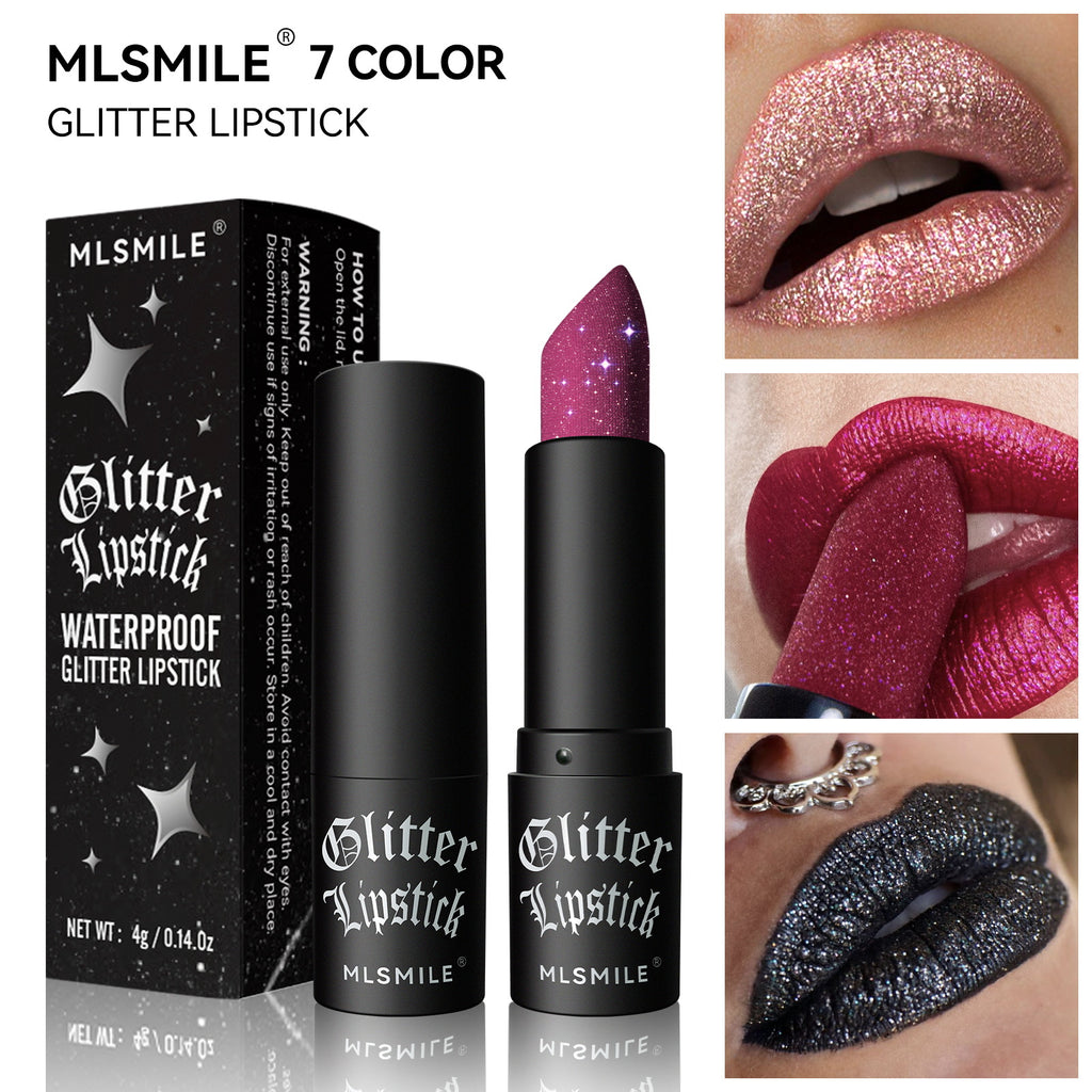 MLSMILE cross-border non-stick matte lipstick flash diamond lipstick lipstick Halloween dark vampire makeup