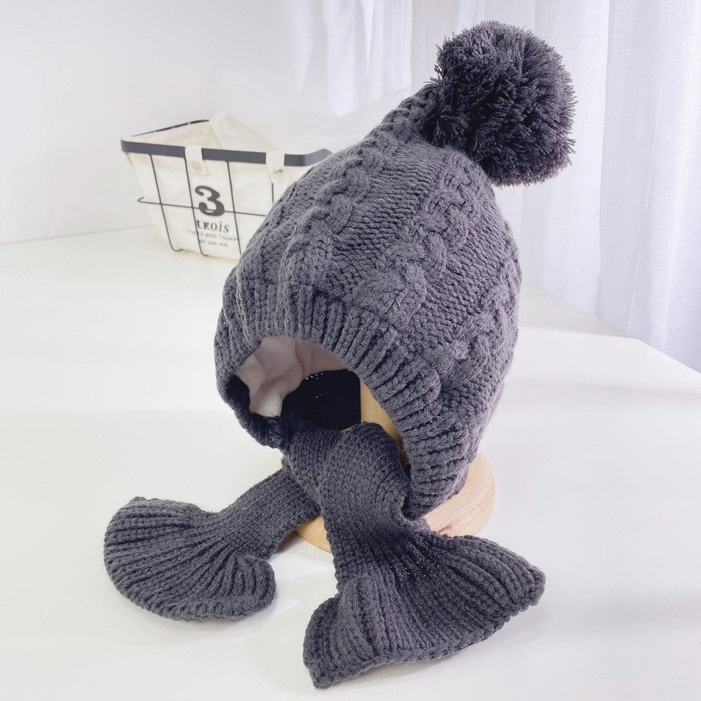 Baby hat autumn and winter newborn infant ear protection hat pure cotton cute warm boys and girls baby knitted plush hat