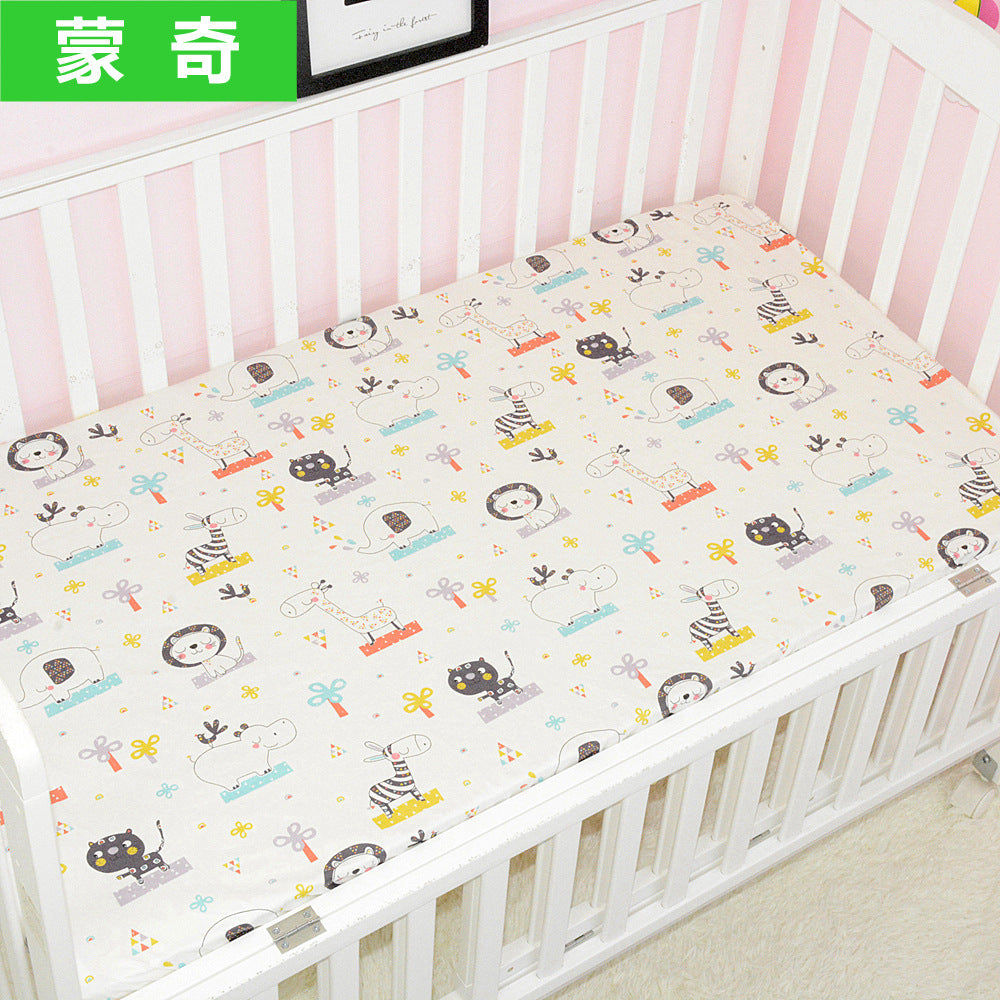 Foreign trade pure cotton crib bed sheet baby maternal and infant products ins children cartoon bed cover wholesale