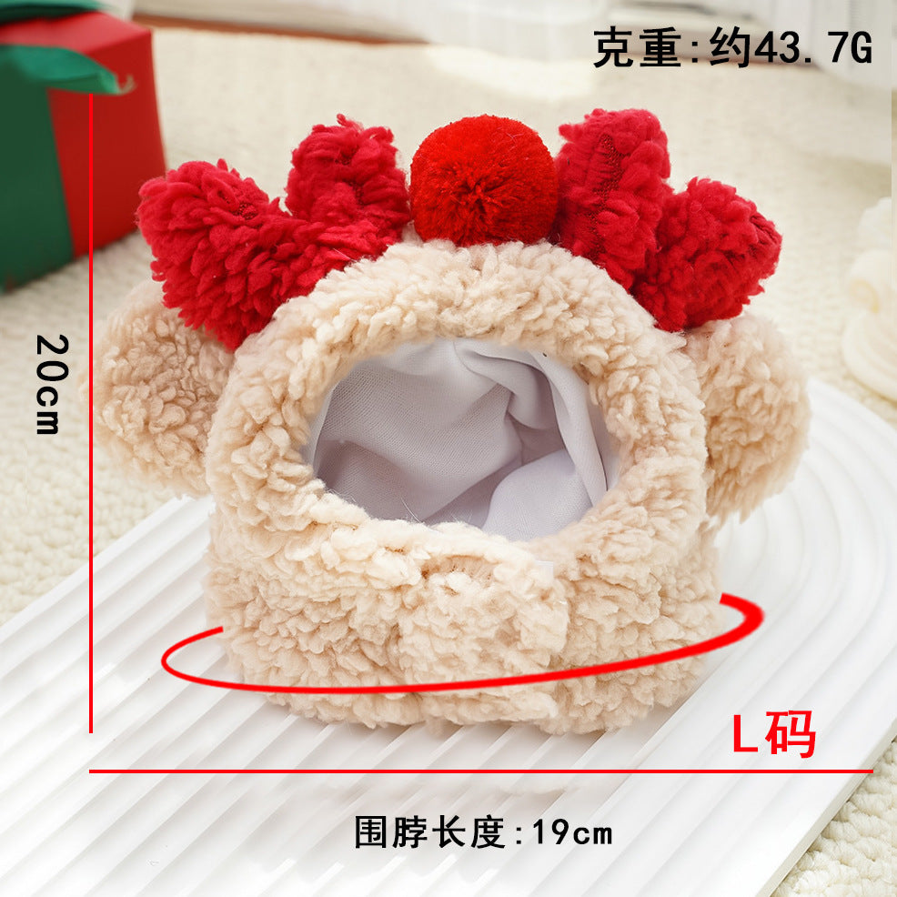 Elk dog cat pet Christmas tree hat bib Teddy French bulldog autumn and winter clothes dress up supplies