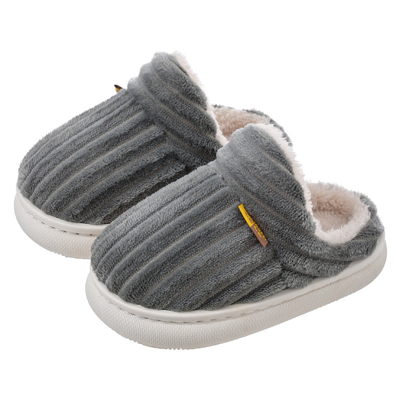 Children's cotton slippers winter boys and girls baby fur slippers indoor warm plush non-slip parent-child slippers