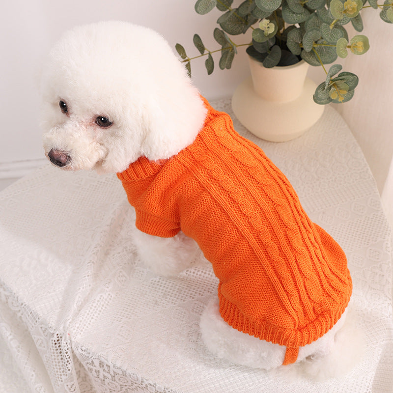 Amazon Pet Sweater Autumn and Winter Solid Color Small Dog Teddy Dog Sweater Pet Puppy Dog Clothes Wholesale