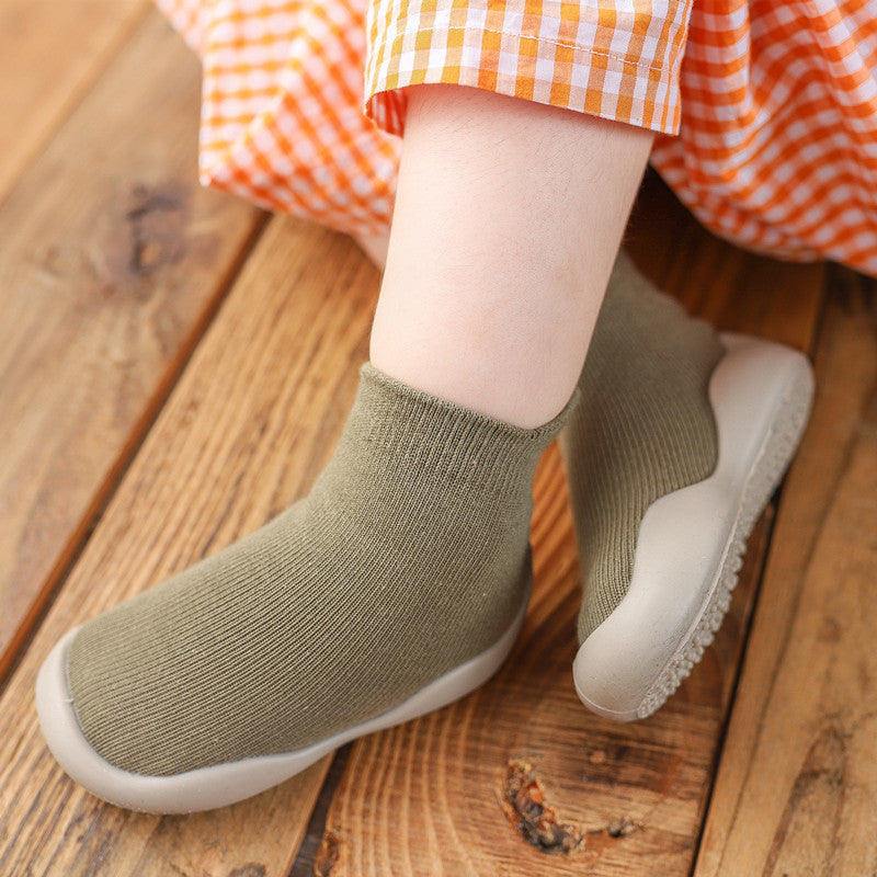 2023 Autumn New Soft Sole Baby Toddler Shoes Knitted Embroidered Baby Floor Socks Shoes Avocado Children's Socks