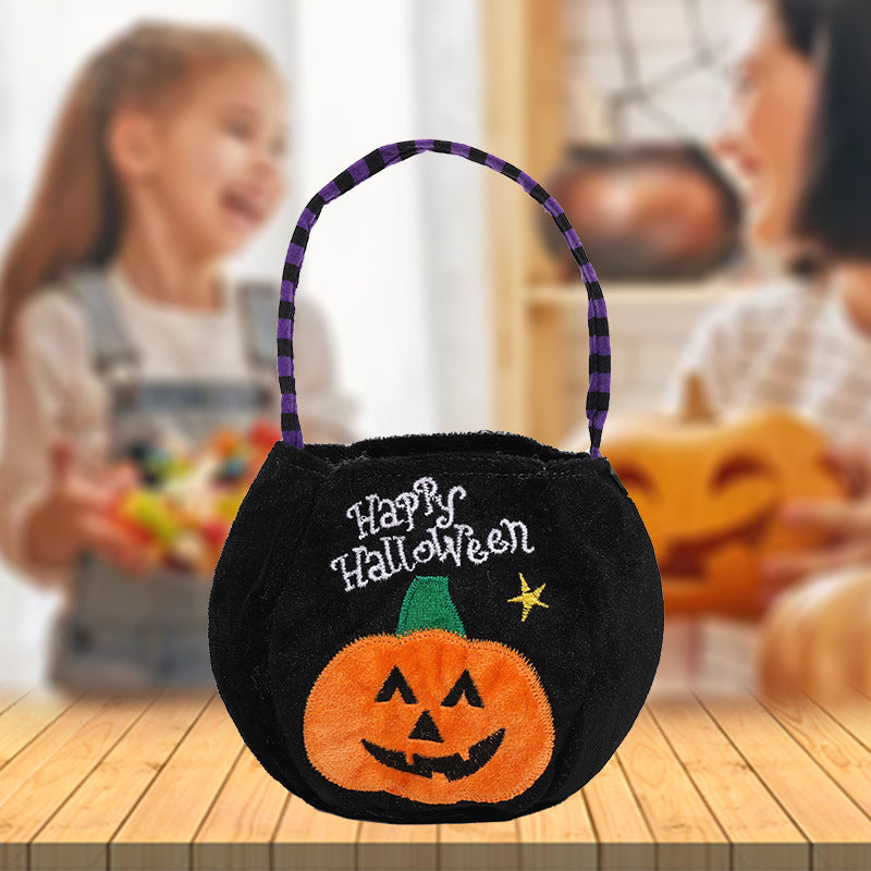 Qiaoding's new Halloween decoration supplies hooded round tote bag Ghost Festival children's candy gift bag pumpkin bag