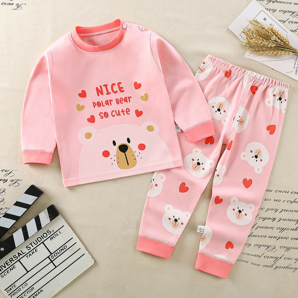 Children's underwear set cotton pajamas girls baby long johns cotton boys home clothes children's clothing wholesale