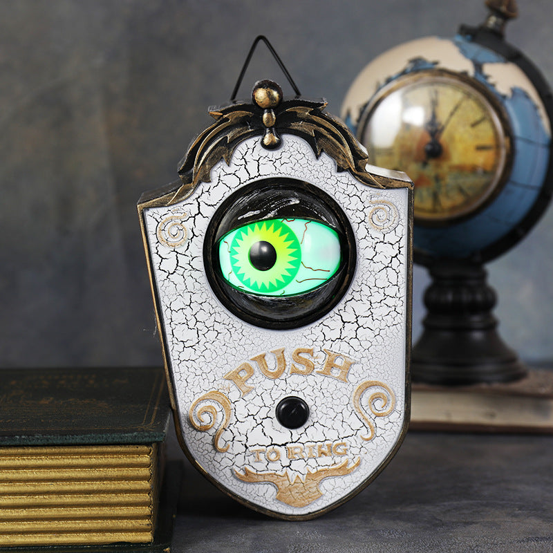 Halloween one-eyed doorbell decoration LED electric light-emitting sound eye doorbell bar secret room trick props