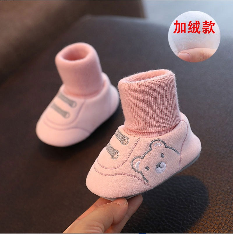 Autumn and winter baby shoes and socks 0-1 years old 3-6-12 months eight months cotton shoes warm men and women baby non-slip toddler shoes