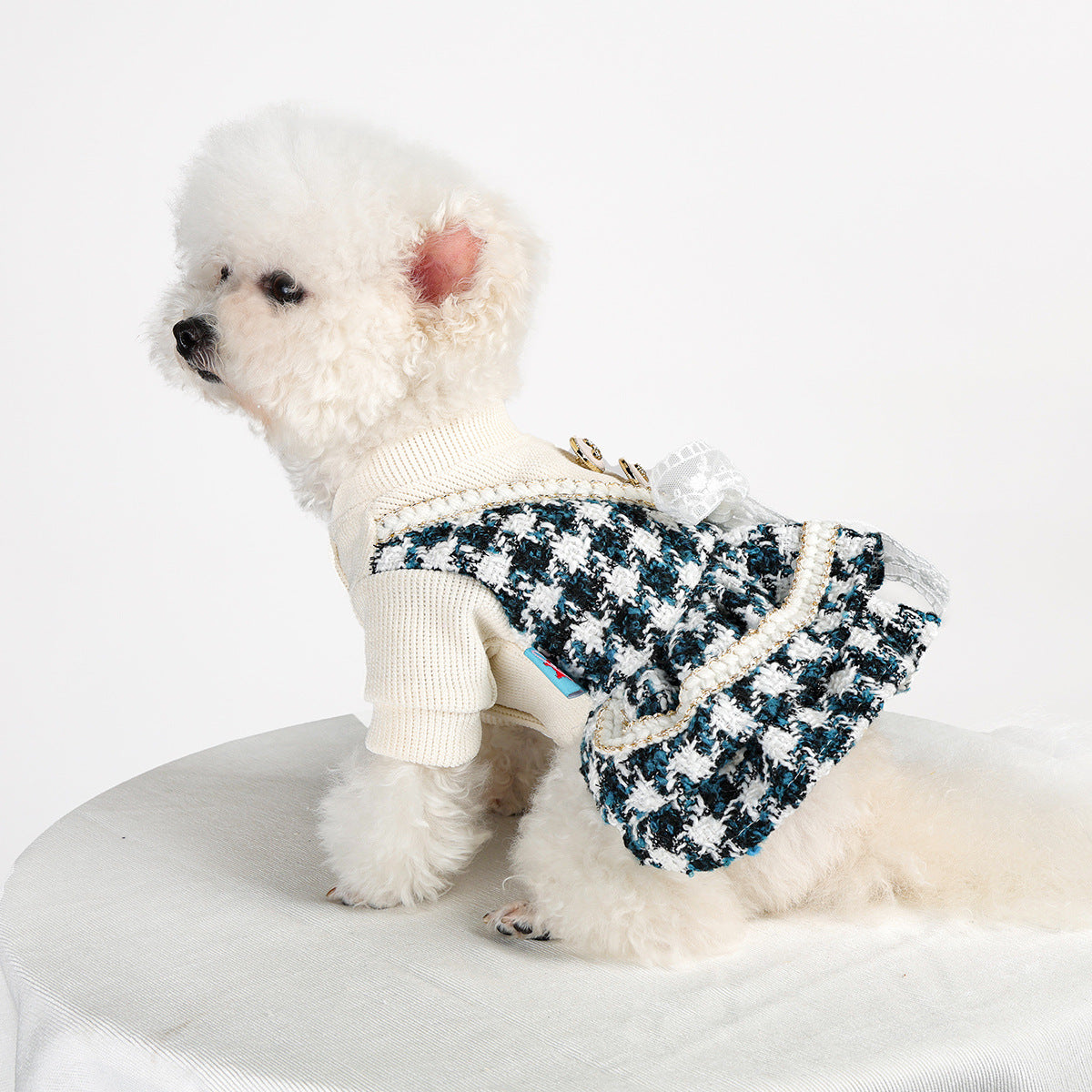 Spot cross-border hot-selling pet puppy and cat clothes source factory autumn and winter new blue noble dress skirt
