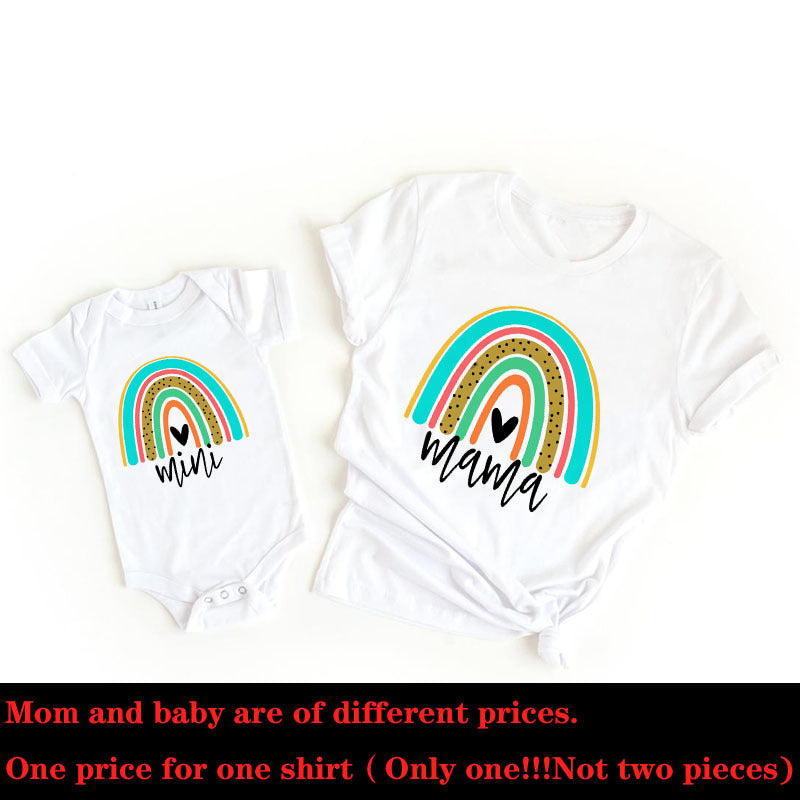 Parent-child summer clothes for a family of three 2022 new pure cotton baby mother and daughter clothes baby fart clothes family clothes T-shirt