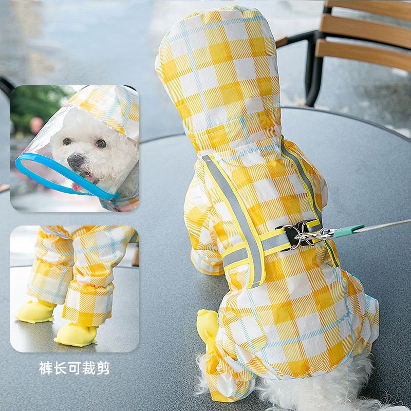 Puppy dog raincoat four-legged waterproof all-inclusive Teddy raincoat pet rain clothes for small and medium-sized dogs Bichon Pomeranian
