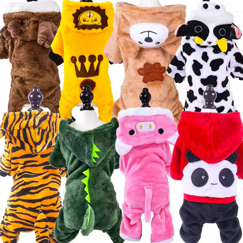 Autumn and winter dog clothes warm thick coral fleece puppy transformation clothes teddy corgi cat pet clothing wholesale