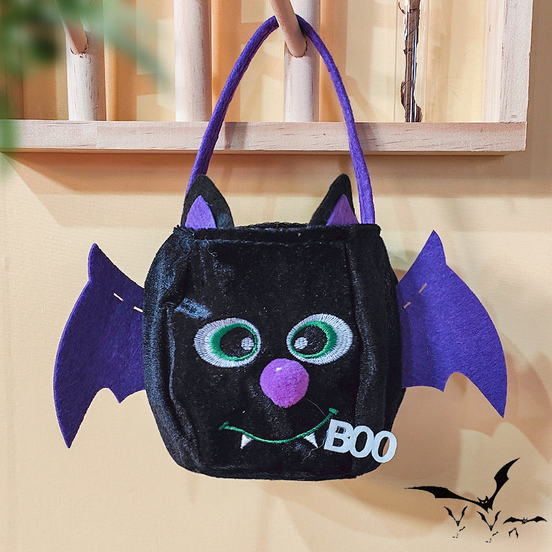 Qiaoding's new Halloween decoration supplies hooded round tote bag Ghost Festival children's candy gift bag pumpkin bag