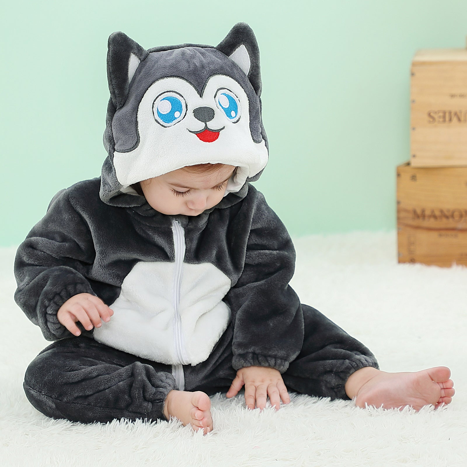 MICHLEY cross-border children's animal jumpsuits crawling clothes baby large size crawling clothes infant flannel crawling clothes