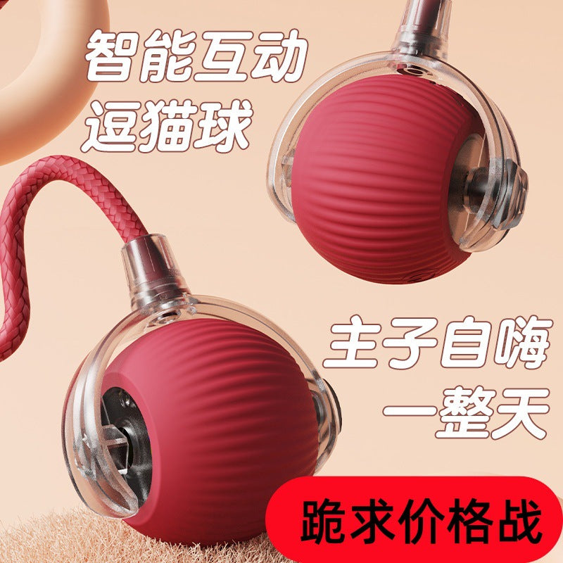 Cross-border bite-resistant automatic cat ball cat toy ball self-entertainment artifact with rope pet supplies jumping ball