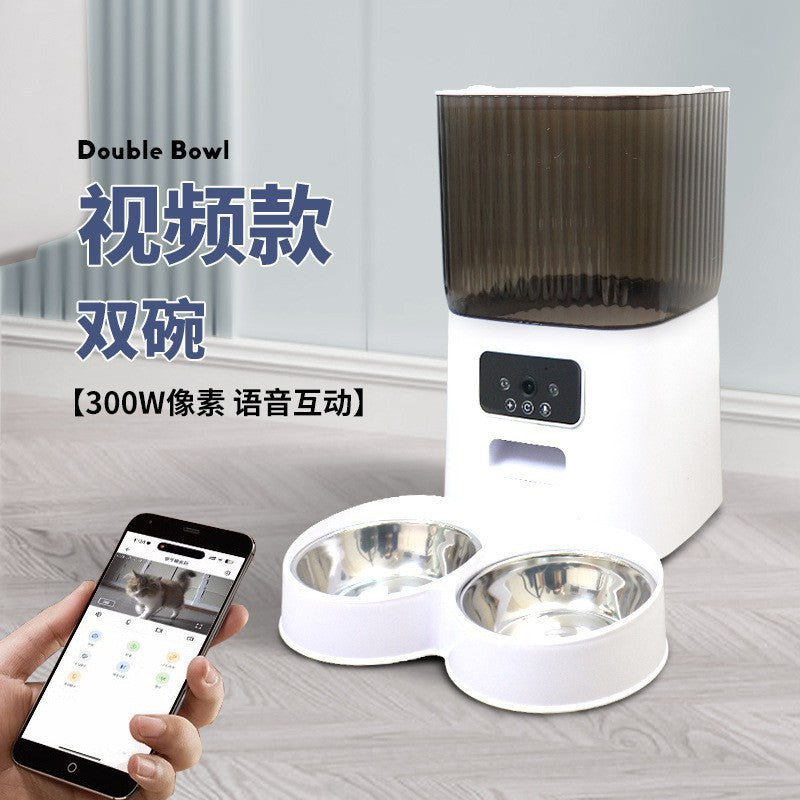 Pet smart feeder cat large capacity remote monitoring timing quantitative with camera automatic cat feeding artifact