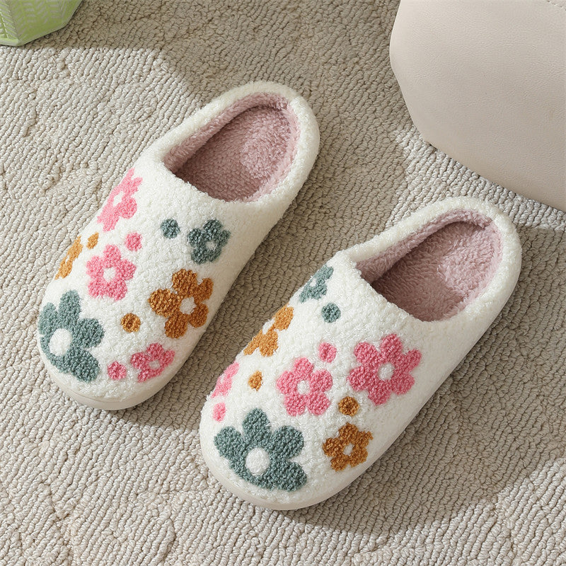 Halloween cross-border mushroom hot sale winter peach heart cotton slippers women wholesale indoor home rainbow plush warm slippers