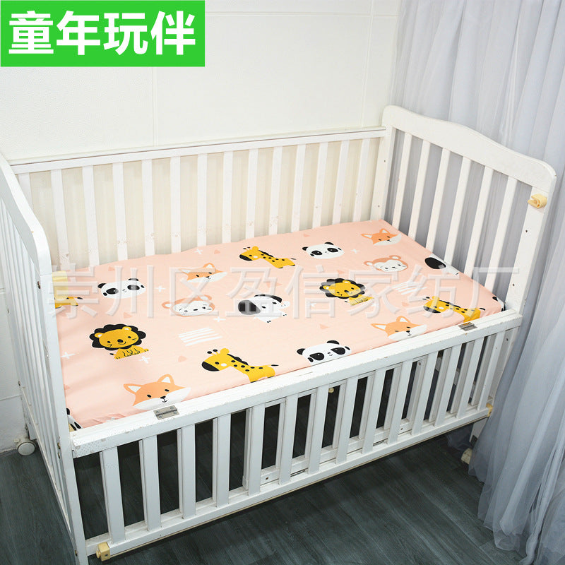 Foreign trade pure cotton crib bed sheet baby maternal and infant products ins children cartoon bed cover wholesale