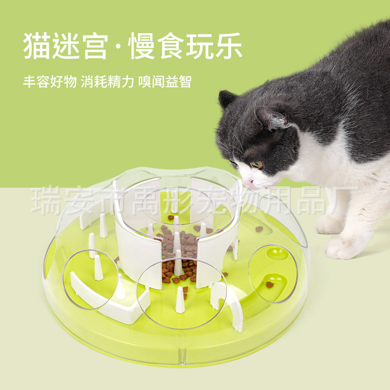 Cross-border pet cat toy maze slow food bowl toy cat anti-choking training puzzle combination pet supplies