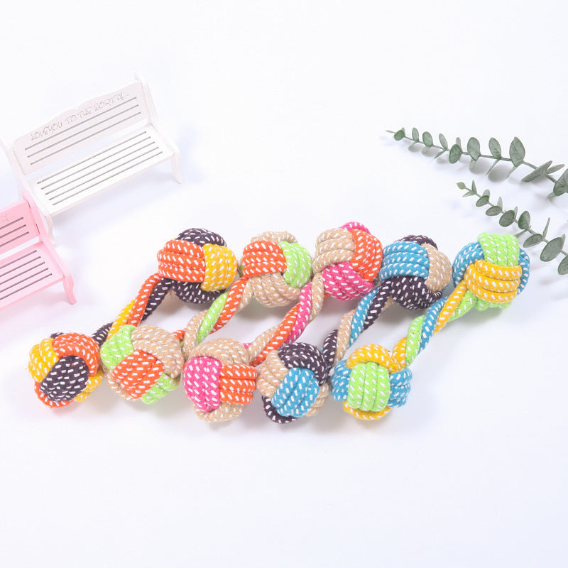 Factory direct sales of pet cotton rope toys, dog teething and chewing resistant toy ropes, hand-woven to relieve boredom and interactive toys