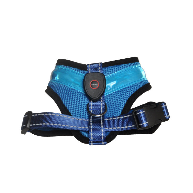 Dog luminous vest LED pet luminous chest harness cat night fluorescent flash clothes factory direct supply