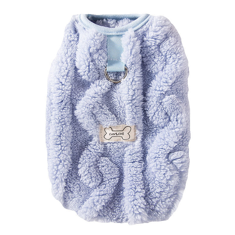 Autumn and winter cat clothes simple twist traction fleece thick warm winter kitten vest pet dog clothes