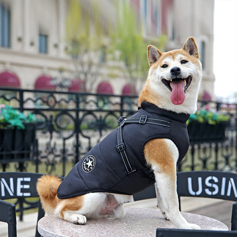 New cross-border winter pet clothes, chest and back all-in-one jacket, waterproof and cold-proof, breathable, thickened pet cotton clothes
