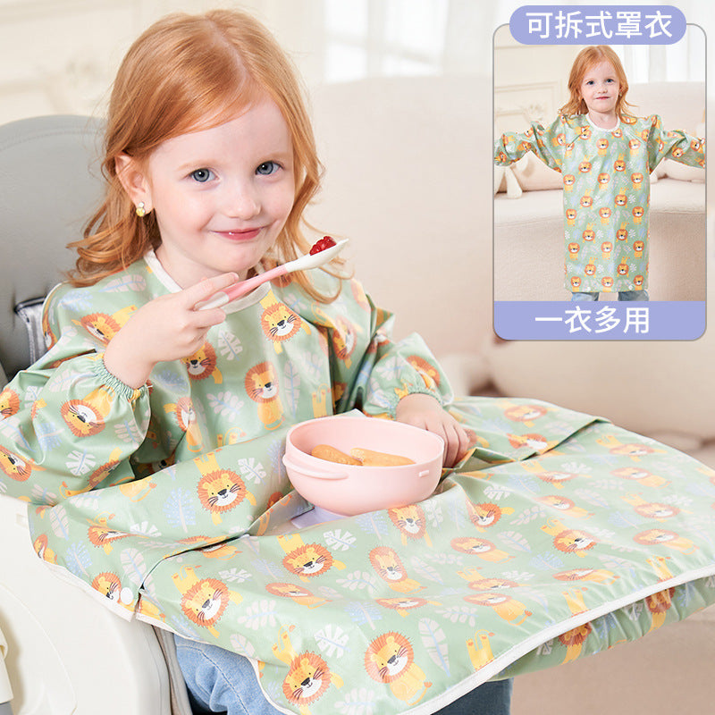 Baby eating one-piece dining chair cover children's independent eating full-cover rice pocket bib clothes baby food waterproof