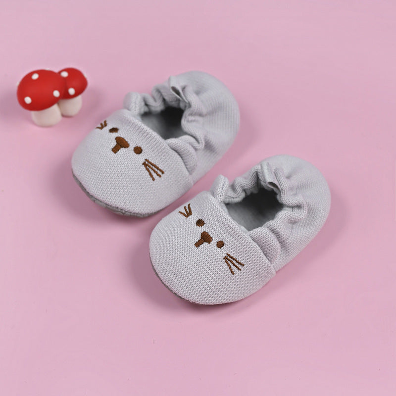 Spring and Autumn Style Cartoon 0-1 Year Old Baby Learning Shoes Knitted Wool Shoes Non-slip Soft Sole Newborn Baby Shoes