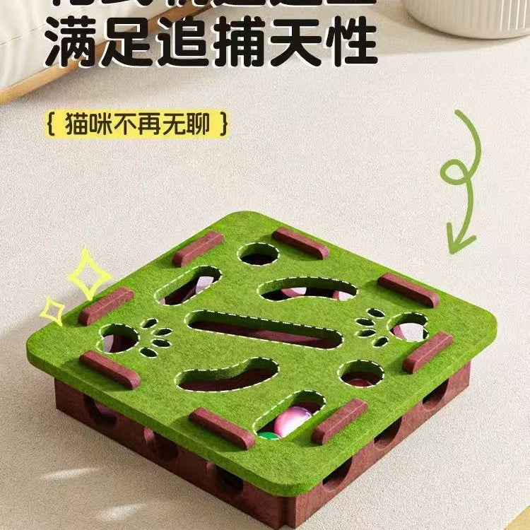 Cat Toy Self-entertainment Boredom Relief Artifact Kitten Pet Cat Puzzle Maze Hole Felt Box Cat Bell Ball