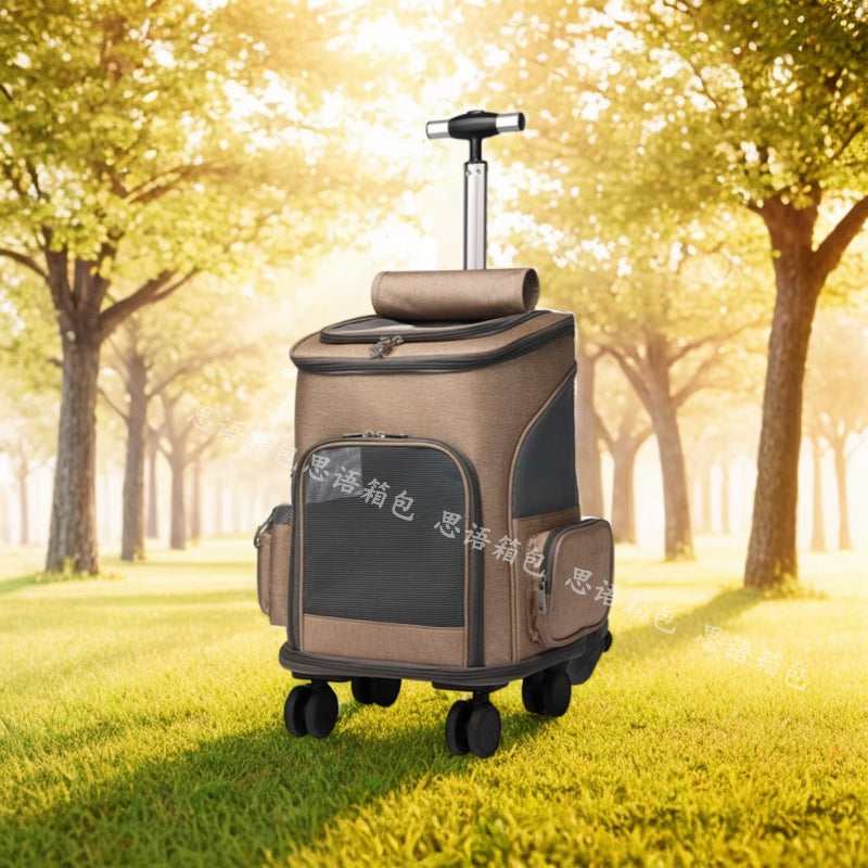 Cross-border new cat bag travel bag portable pet trolley case outdoor dual-purpose large capacity foldable pet backpack