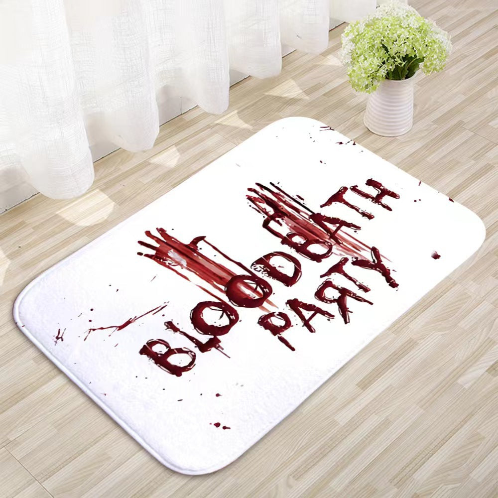 temu Amazon Halloween horror blood red footprints floor mats home bathroom entrance door mats absorbent non-slip mats