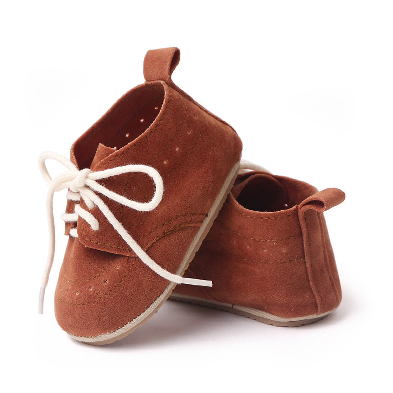 British Style Nubuck Leather Shoes Baby Non-Slip Toddler Shoes Front Lace Up Baby Shoes Wholesale BC2304