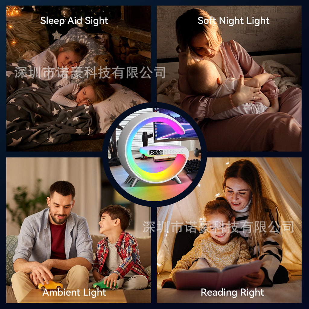 Explosive smart bluetooth speaker atmosphere light wireless charging night light sunrise wake-up light music rhythm atmosphere light
