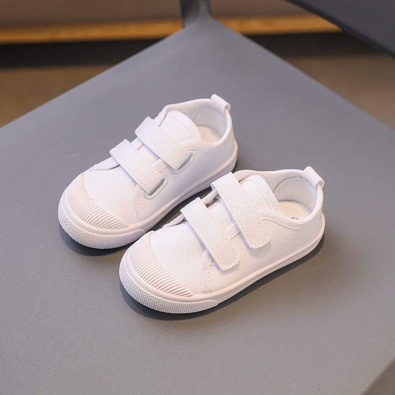 Children's shoes spring and autumn new one-step children's canvas shoes baby soft-soled shoes student kindergarten white indoor wholesale