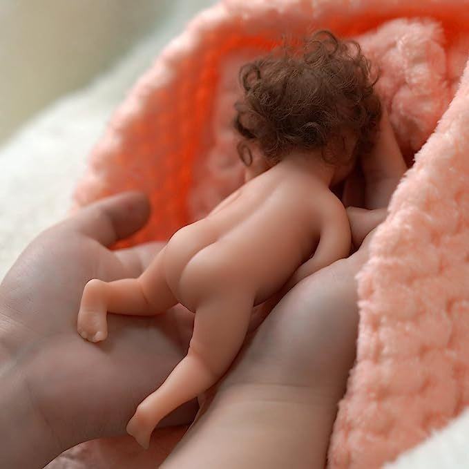 6inch rebirth doll miniature girl with curly hair and smiley face washable soft simulation baby child companion doll