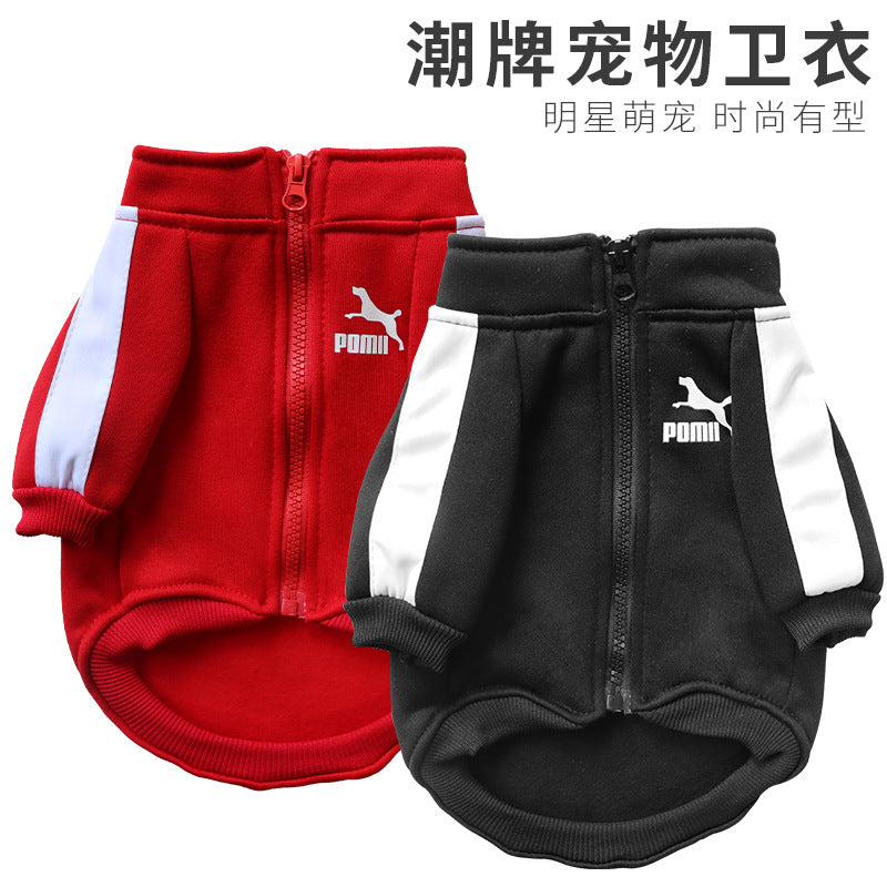 Pet zipper clothes casual trendy brand sweater autumn and winter thin fleece sportswear Teddy Pomeranian clothes wholesale