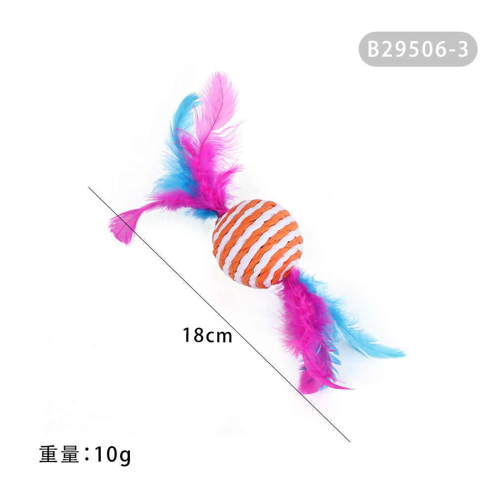 Summary of cat toy combination accessories Plastic bell ball flower drum rainbow ball feather mouse pet cat toy
