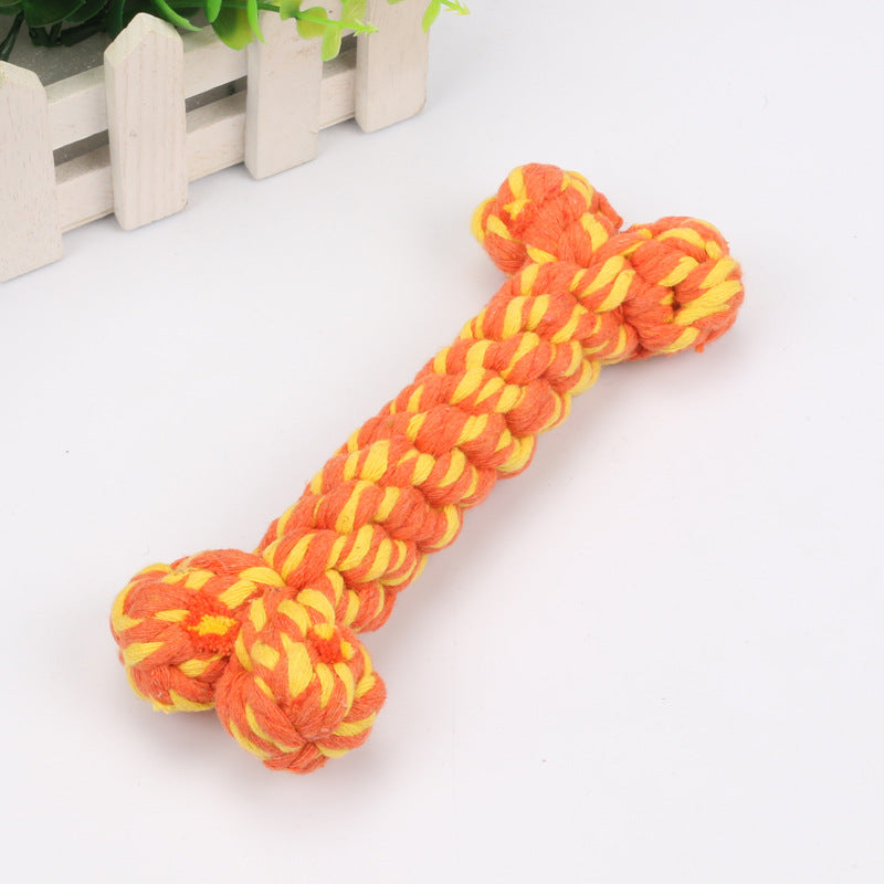 Amazon hot selling pet cotton rope dog toy braided bone shape pet supplies chew-resistant teething dog toy