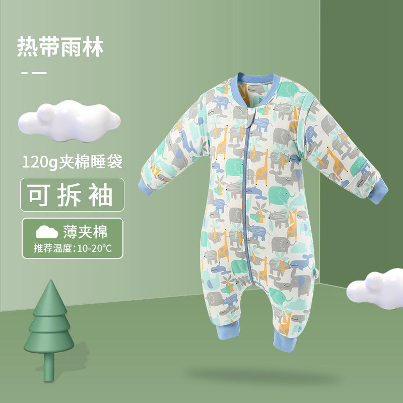 Bazaitu cross-border infant baby anti-kicking blanket pure cotton anti-startle thickened autumn and winter children's split-leg sleeping bag