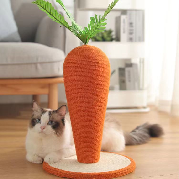 Wear-resistant pet cat climbing frame carrot cat scratching board vertical sisal cat scratching post cute cat toy claw scratching