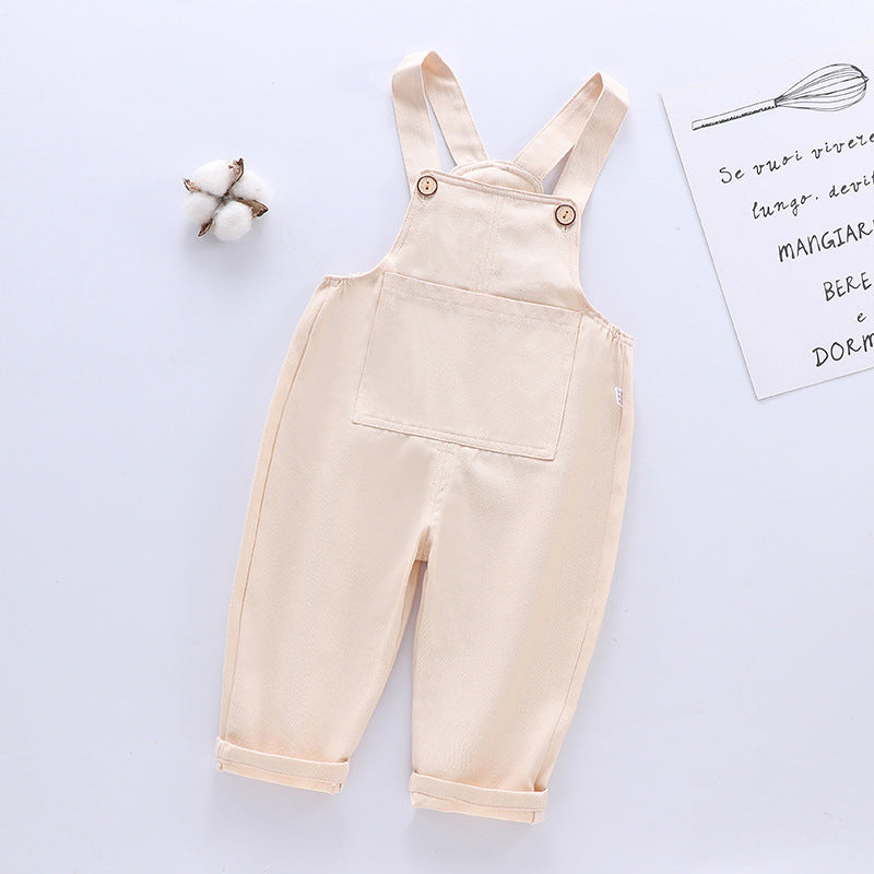 2025 new style children's overalls spring thin open crotch baby trousers small and medium children's casual pants boys and girls pants