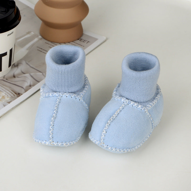 Baby toddler shoes soft sole winter 0-1 years old warm imitation sheepskin fur integrated baby shoes floor socks indoor shoes