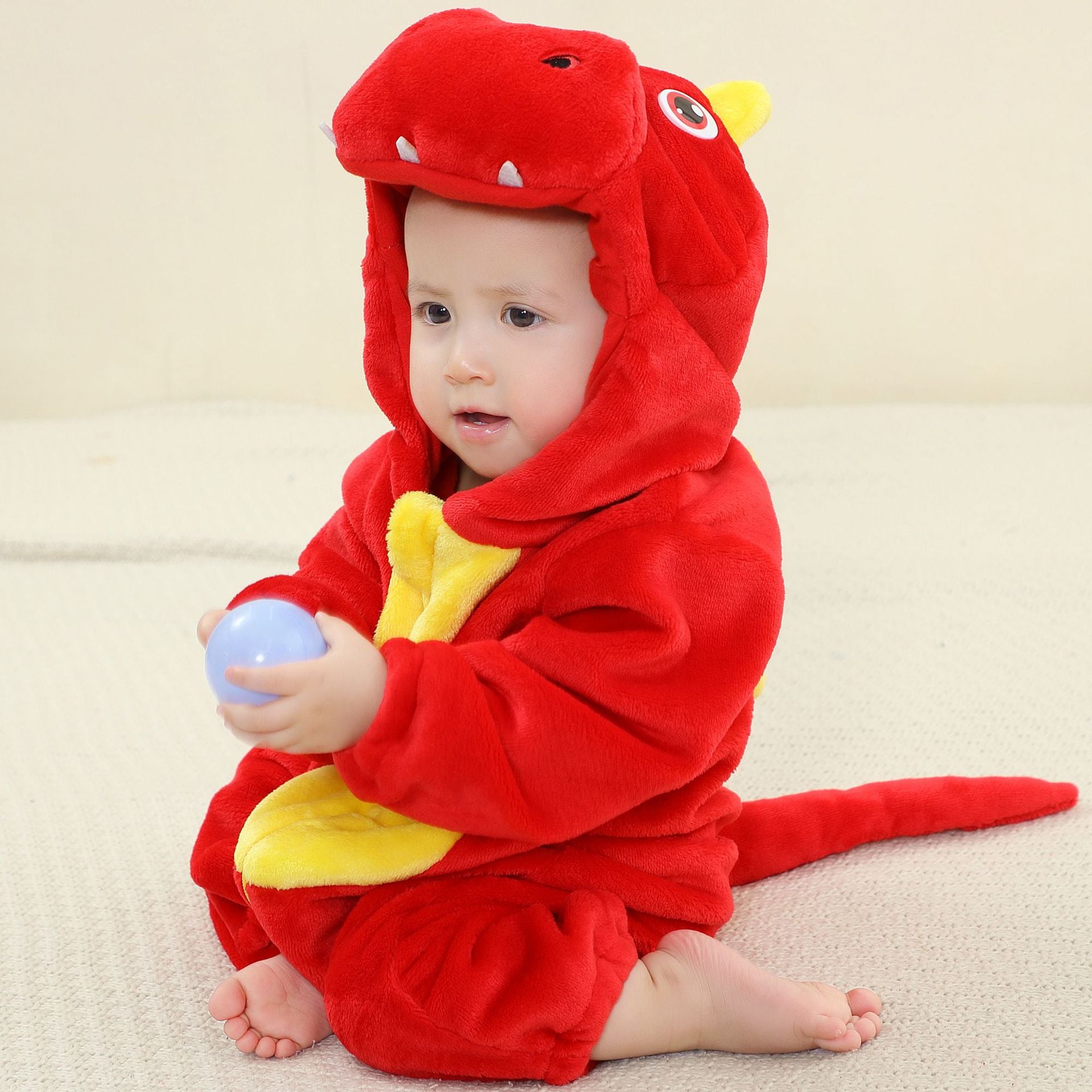 michley new children's flannel crawling clothes infant jumpsuit baby pajamas cross-border dinosaur jumpsuit