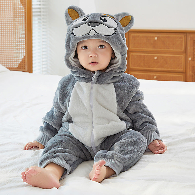 MICHLEY cross-border children's animal jumpsuits crawling clothes baby large size crawling clothes infant flannel crawling clothes