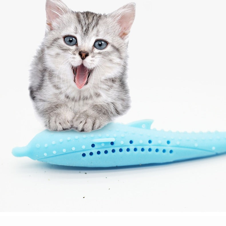 Cat toothbrush cat toothbrush cross-border supply cat silicone fish cat toy pet toothbrush catnip fish