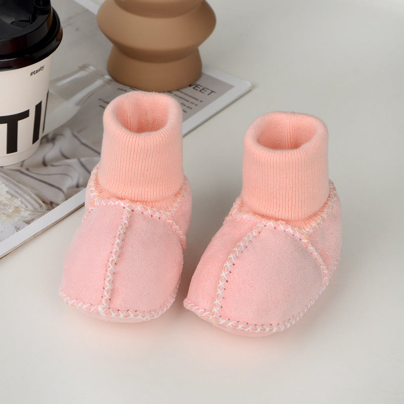 Baby toddler shoes soft sole winter 0-1 years old warm imitation sheepskin fur integrated baby shoes floor socks indoor shoes
