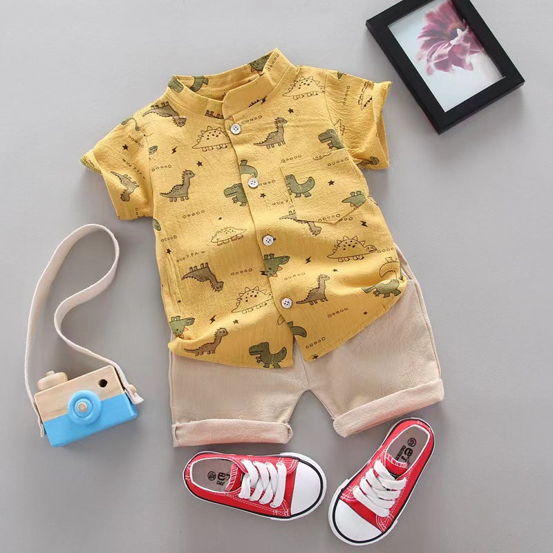 Cross-border children's clothing source manufacturers wholesale summer Korean version of thin baby suits cartoon trendy casual two-piece suits