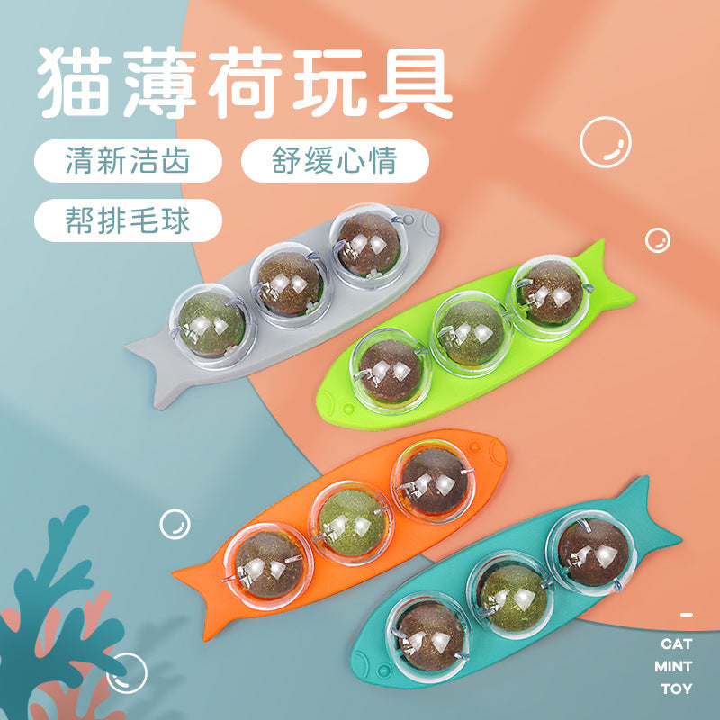 Pet cat toy mint ball cat toy molar stick catnip ball wood Tianjiao catnip toy